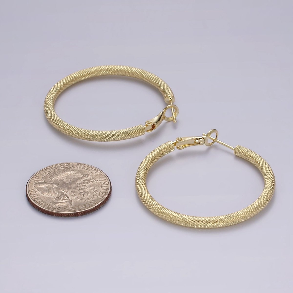 14K Gold Filled 40mm Scale-Textured Hinge Hoop Earrings | AE170