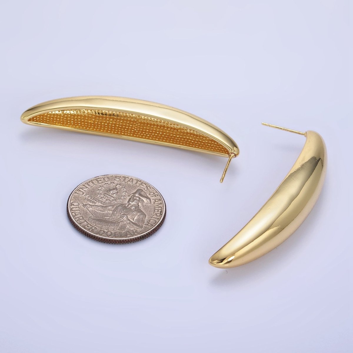 14K Gold Filled 55mm Curved Dome Sphere Stud Earrings | P465