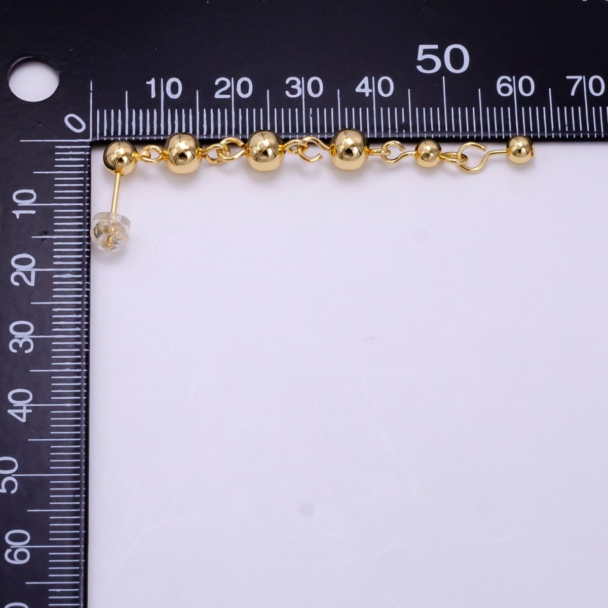 14K Gold Filled 60mm Round Beaded Bubble Minimalist Drop Stud Earrings | AB1102