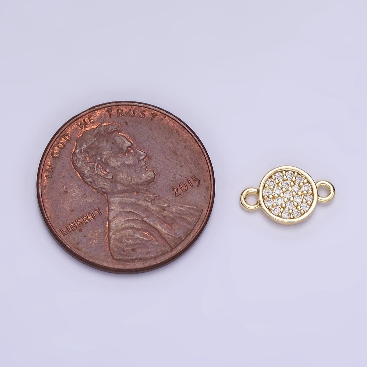 14K Gold Filled 7mm Micro Paved CZ Round Mini Connector | G291