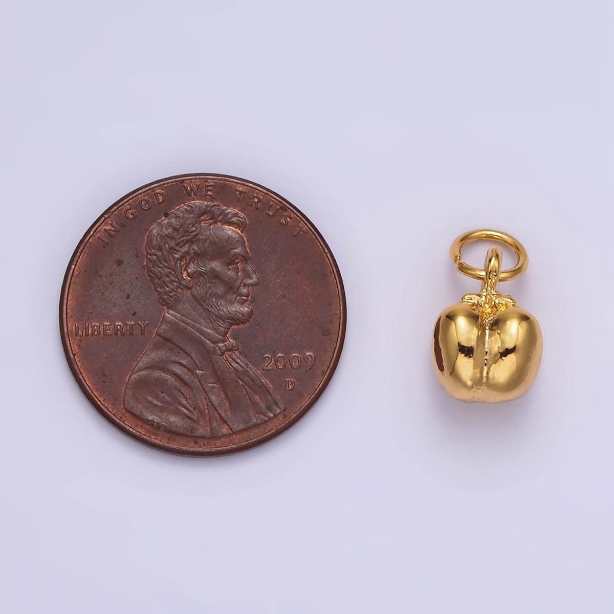 14K Gold Filled Bell Pepper Paprika Fruit Puffed Minimalist Add-On Charm | AG404