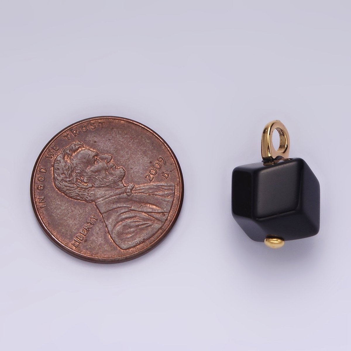 14K Gold Filled Black Onyx Gemstone Multifaceted Square Pendant | AG448