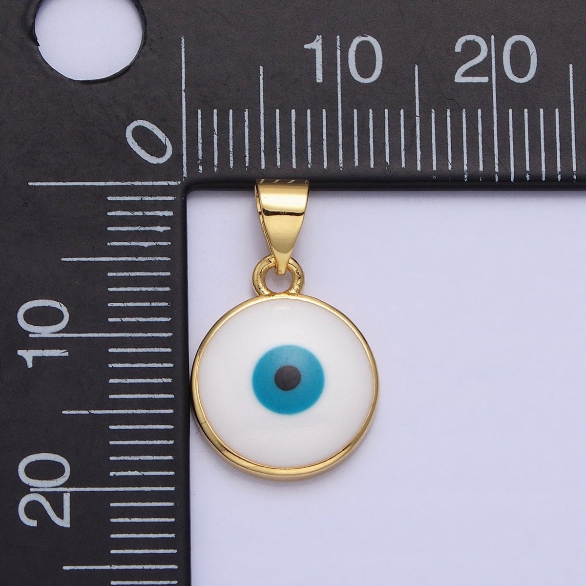 14K Gold Filled Blue Evil Eye Pendant Round Add-On Charm Enamel Jewelry | AA235