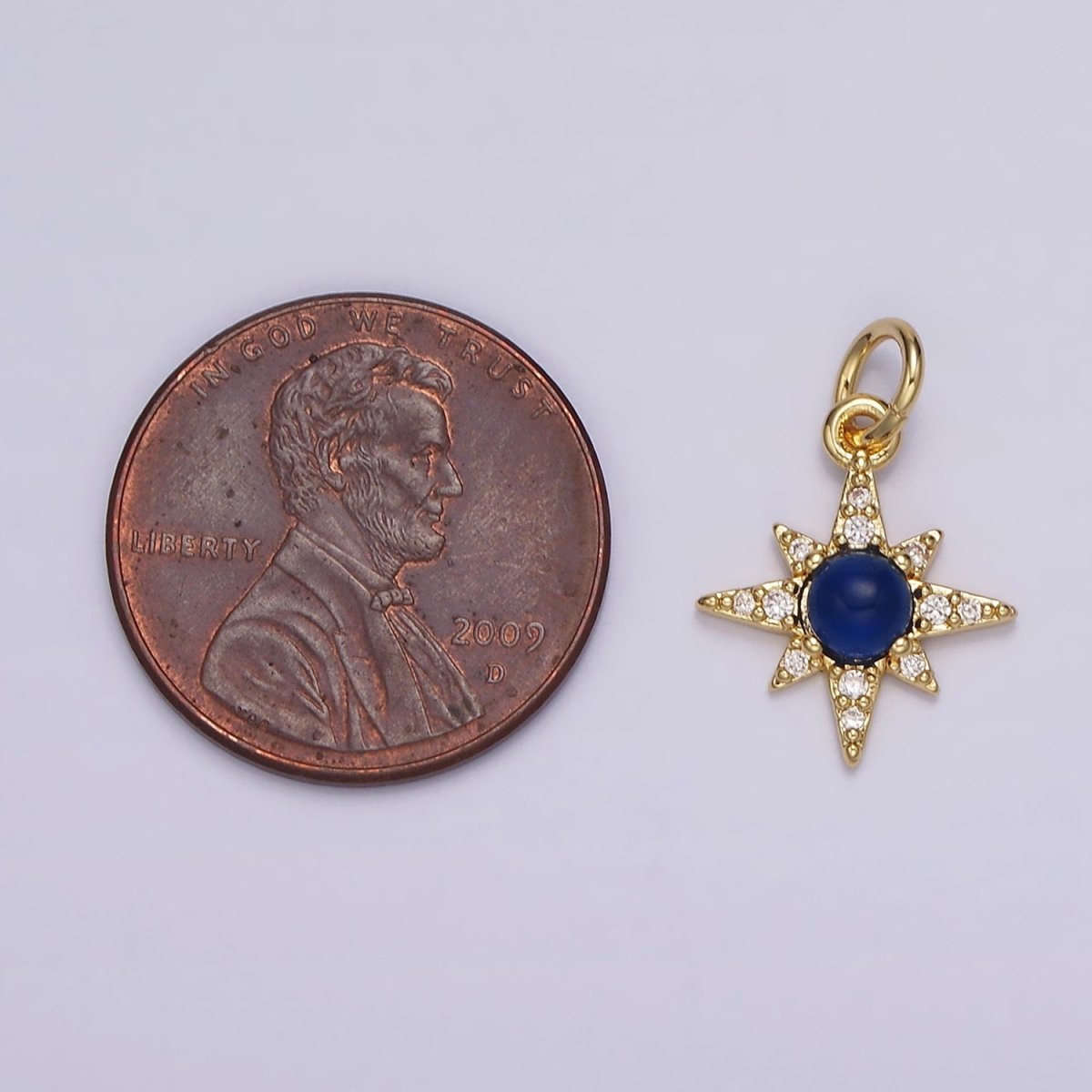 14K Gold Filled Blue Lapis Micro Paved CZ Celestial North Star in Silver & Gold | AG150 AG151