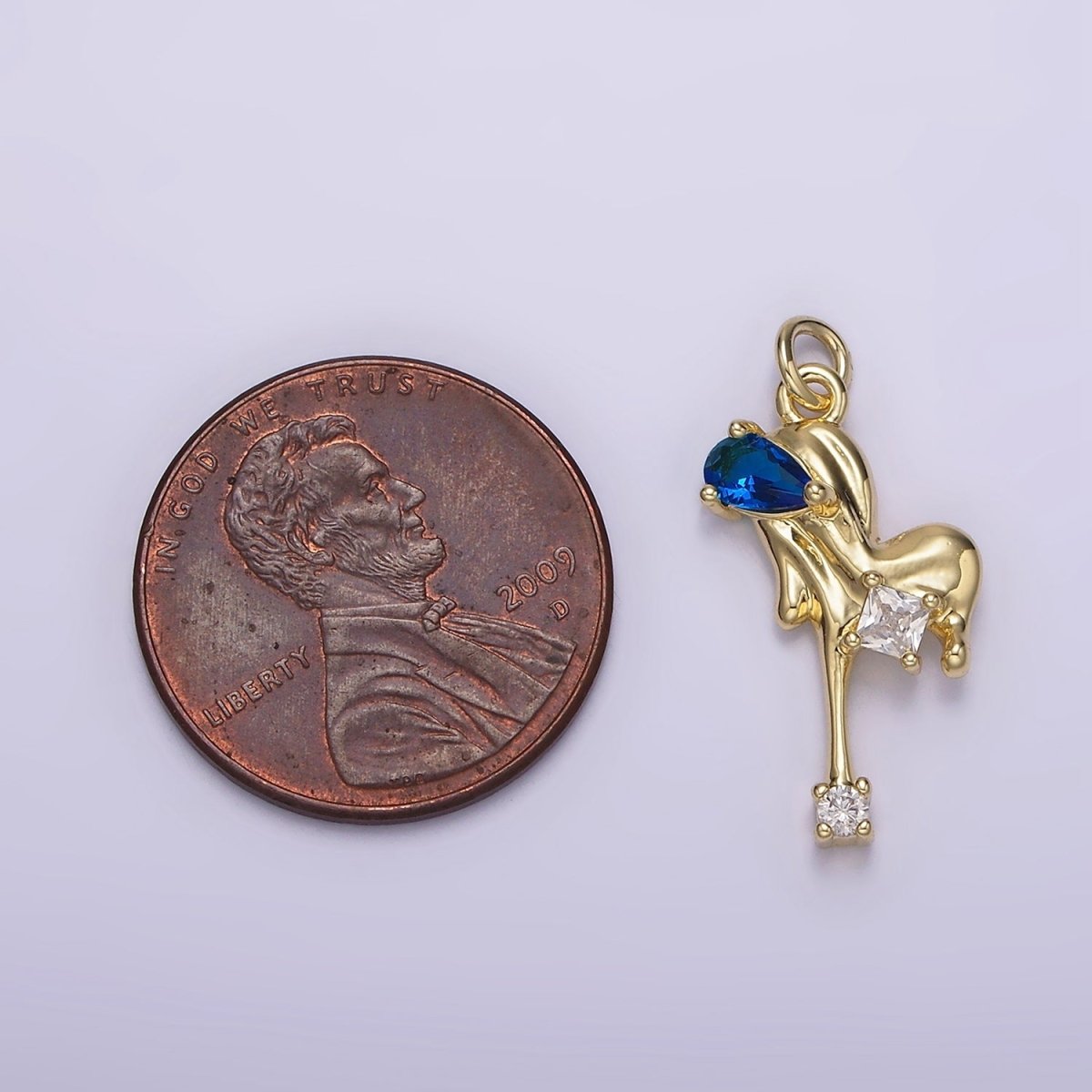 14K Gold Filled Blue, Pink, Clear Teardrop CZ Molten Drip Heart Charm | AG235 - AG237