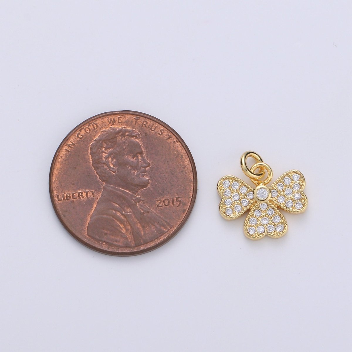 14k Gold Filled Bow Charm Micro Pave Ribbon Charm, Clear Cubic Charms, CZ Gold Mini Charm, Dainty Minimalist Jewelry Supply D-710