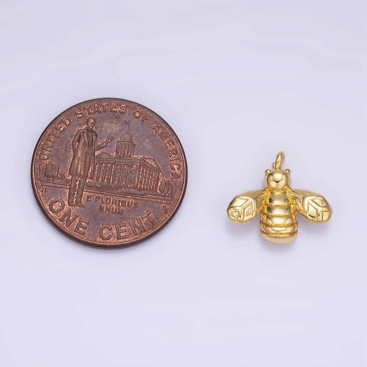 14K Gold Filled Bumble Queen Bee Insect Lined Charm | AG633