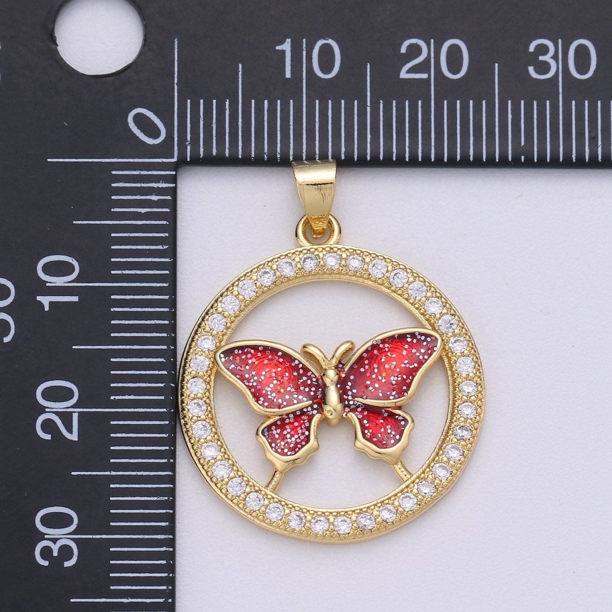 14k Gold Filled Charm Dainty Cubic Butterfly Pendant, Bracelet Charm, Necklace Pendant, Micro Pave Animal Jewelry Supply I-704