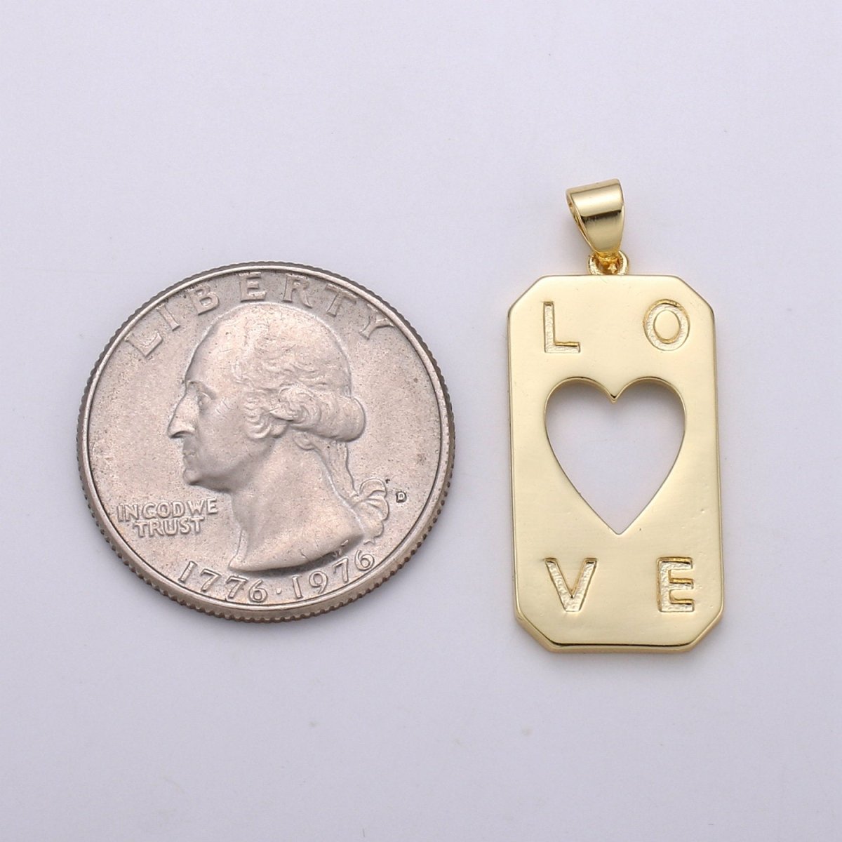 14K Gold Filled Charm Hollow out Heart Pendant LOVE Words Charm Tag Jewelry for Necklace Bracelet Earring Component Supply J-126