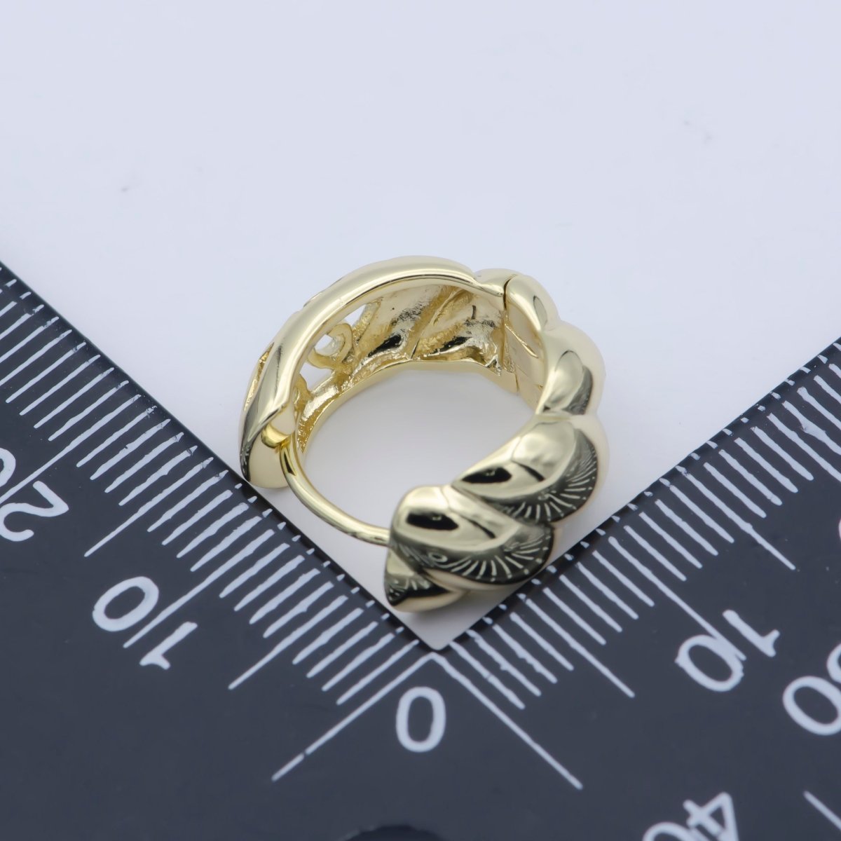 14k Gold Filled Chunky Croissant Hoop Earrings, Hypoallergenic Bold Style Women Jewelry P-270