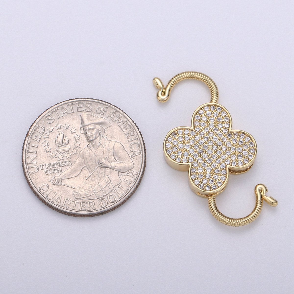 14k Gold Filled Clasp clicker Clover Clasp, 16x27mm, Flower Clover double Clicker ends, Bracelet Necklace Clicker Connector K-911