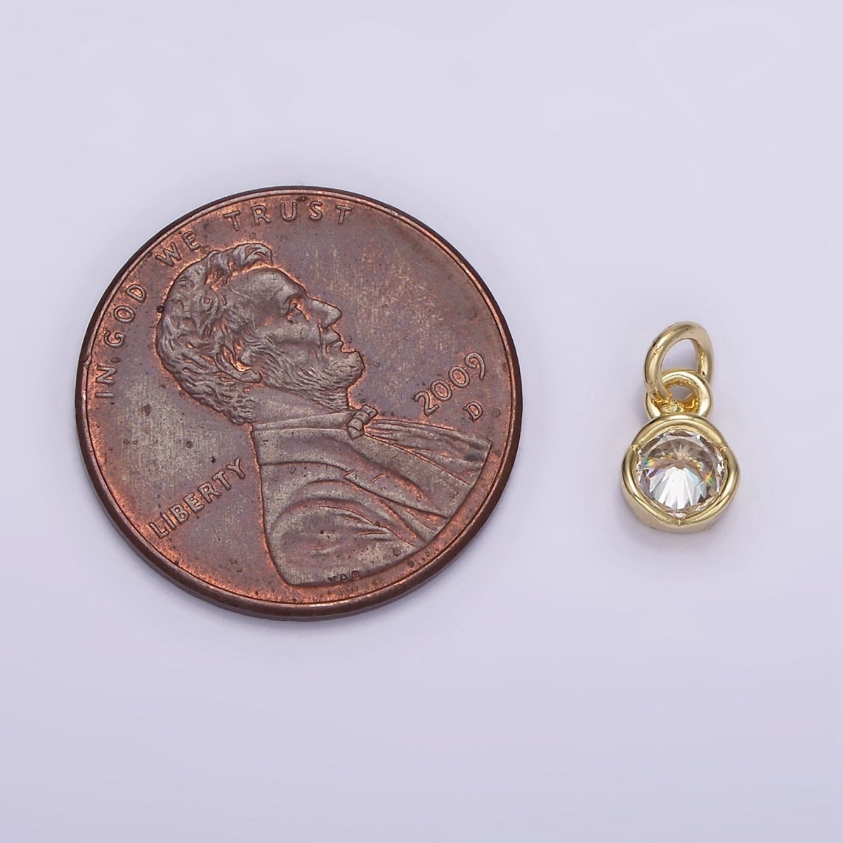 14K Gold Filled Clear CZ Bezel Minimalist Round Add-On Charm | AG201