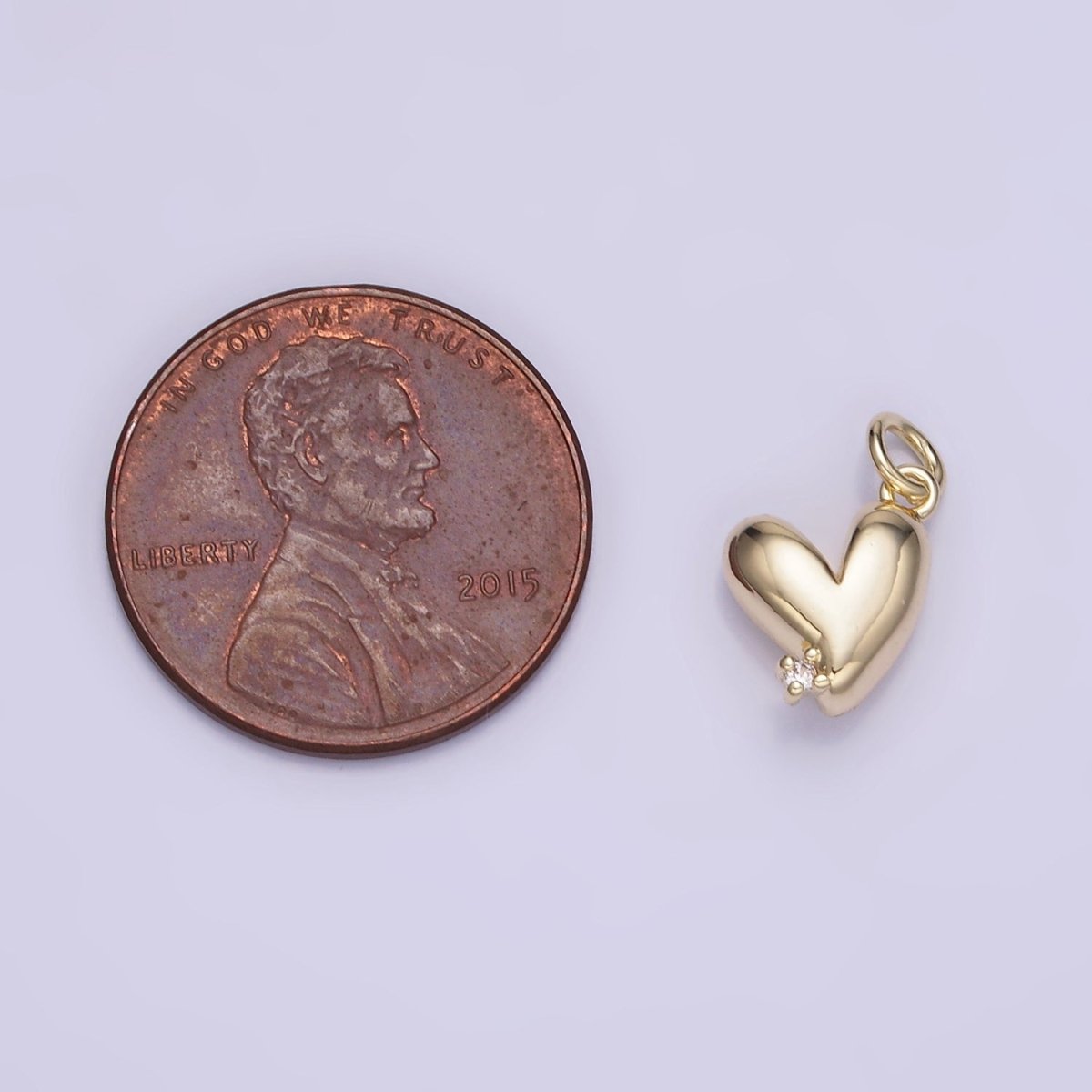 14K Gold Filled Clear CZ Heart Mini Charm | W528