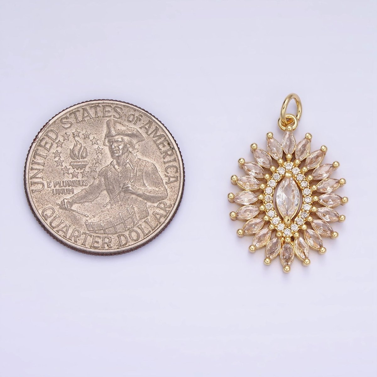 14K Gold Filled Clear CZ Marquise Micro Paved Open Oval Charm | AG630