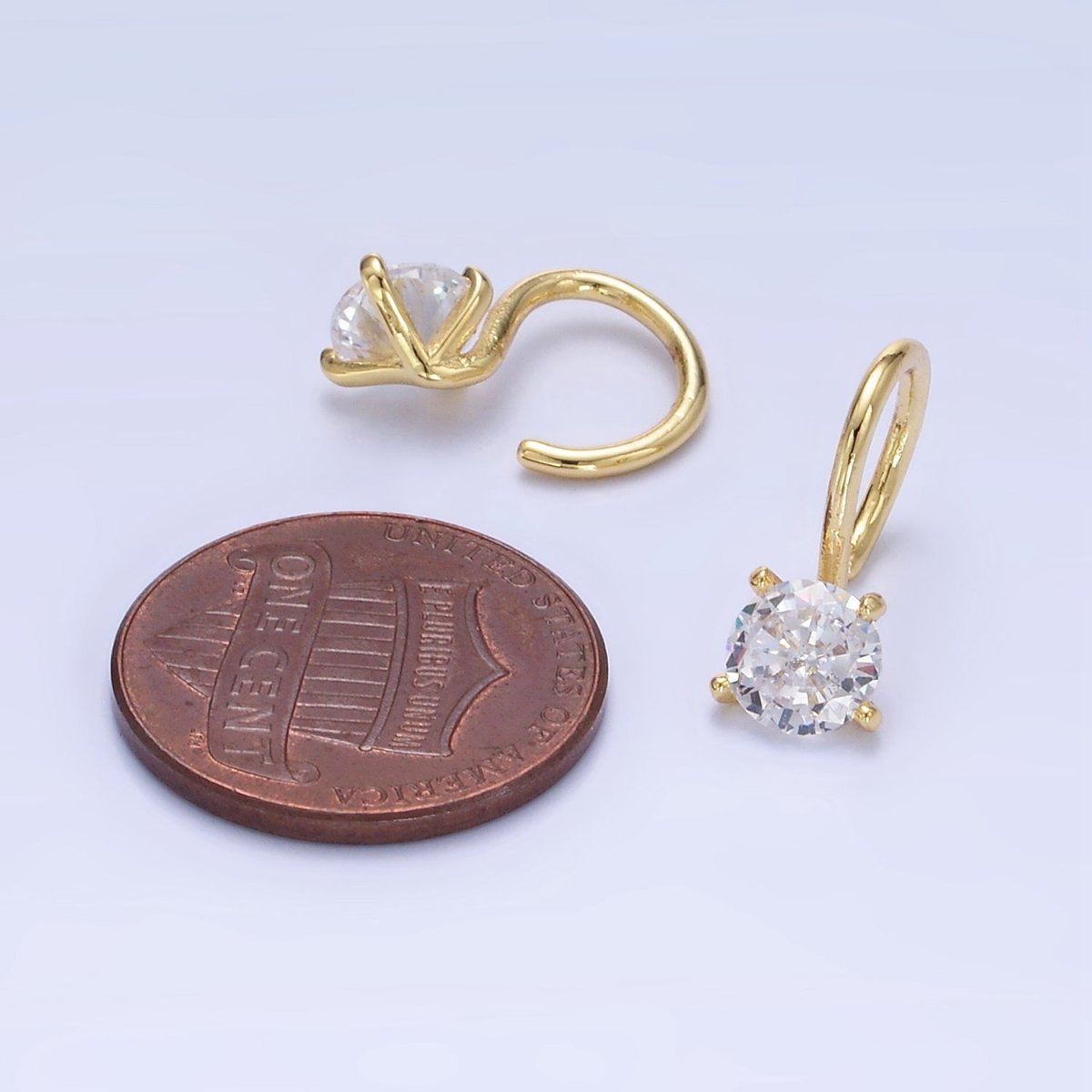 14K Gold Filled Clear CZ Minimalist Ear Cuff Earrings | AI162