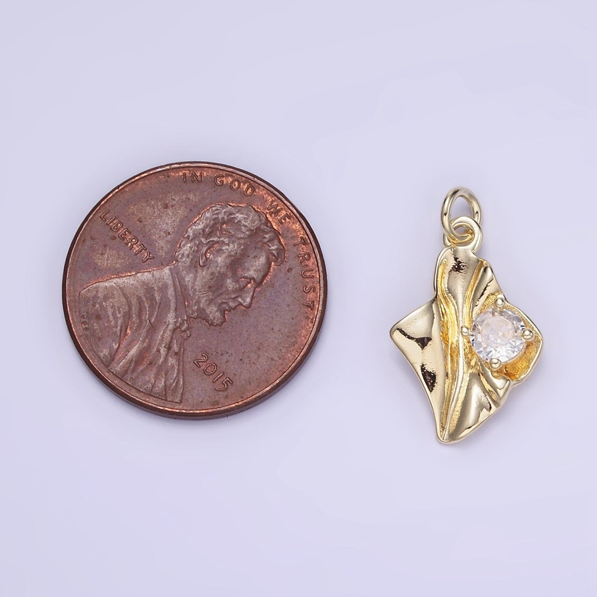14K Gold Filled Clear CZ Molten Foil Mini Charm | W589