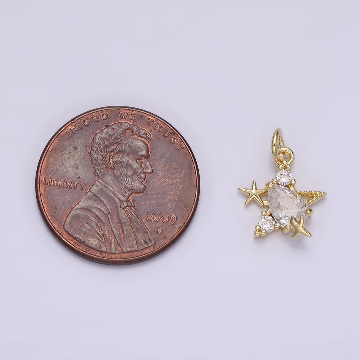 14K Gold Filled Clear Teardrop CZ Celestial Star fish Add-On Charm | AG185