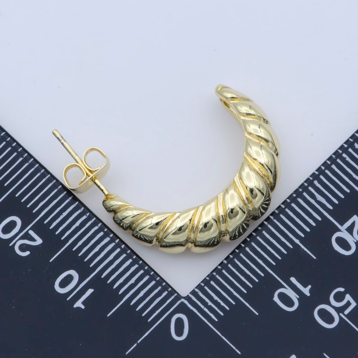 14k Gold Filled Croissant Hoop Earrings, Hypoallergenic Posts Bold Style Women Jewelry P-239