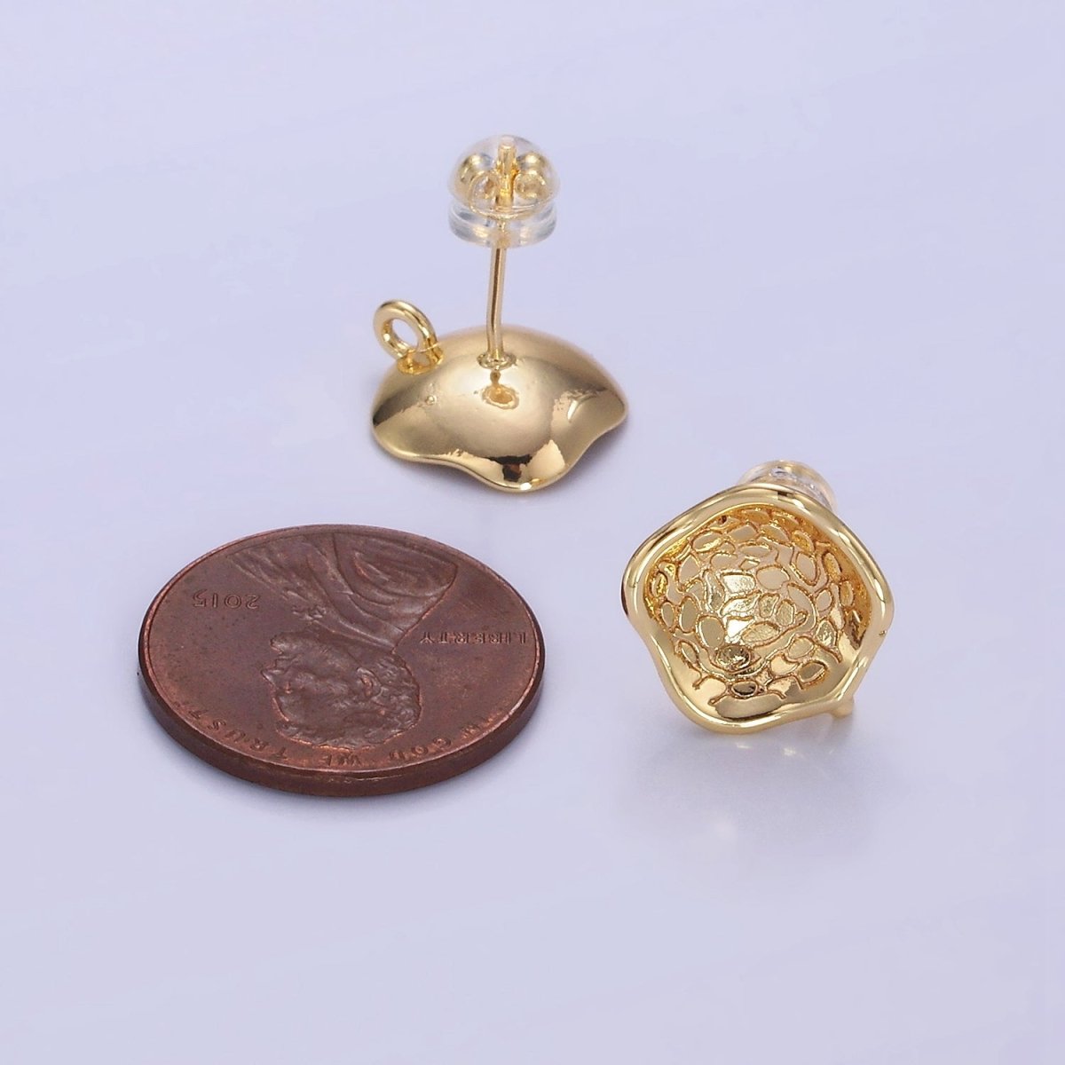 14K Gold Filled Curved Geometric Drop Stud Earrings Findings | Z702