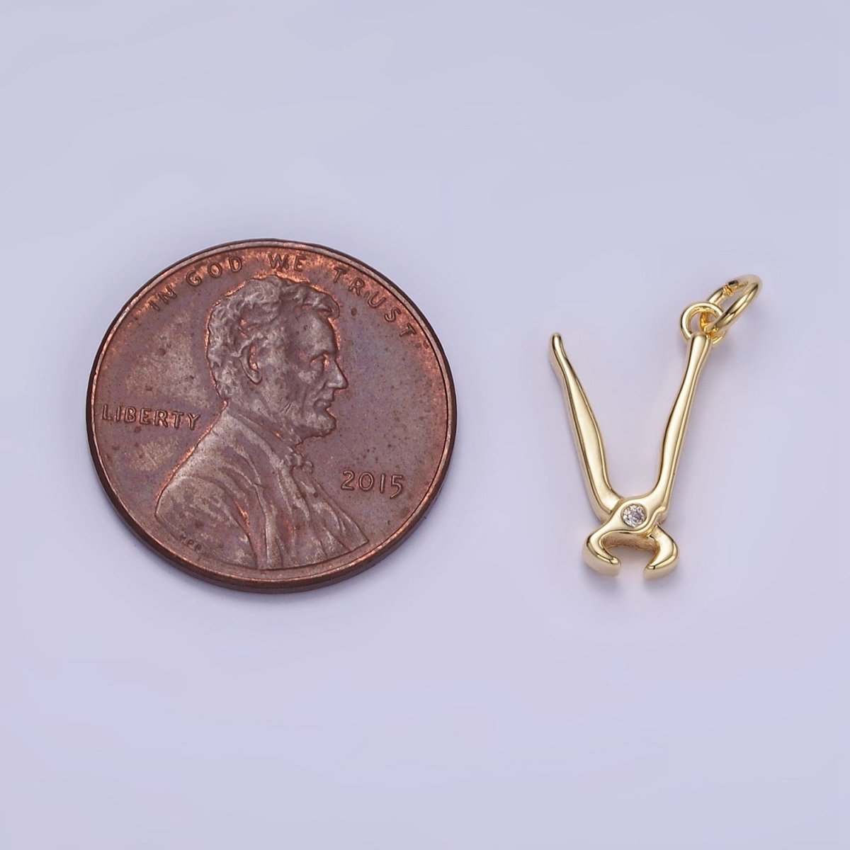 14K Gold Filled CZ Cutting Pliers Construction Tool Mini Charm | W559