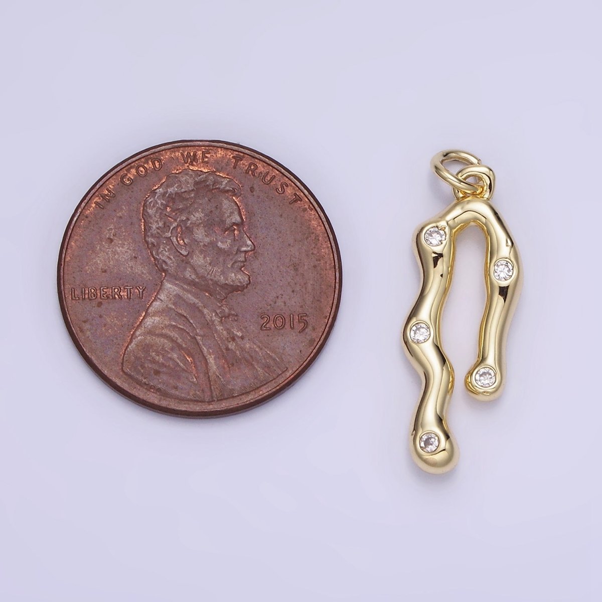 14K Gold Filled CZ Molten Band Charm | AG713