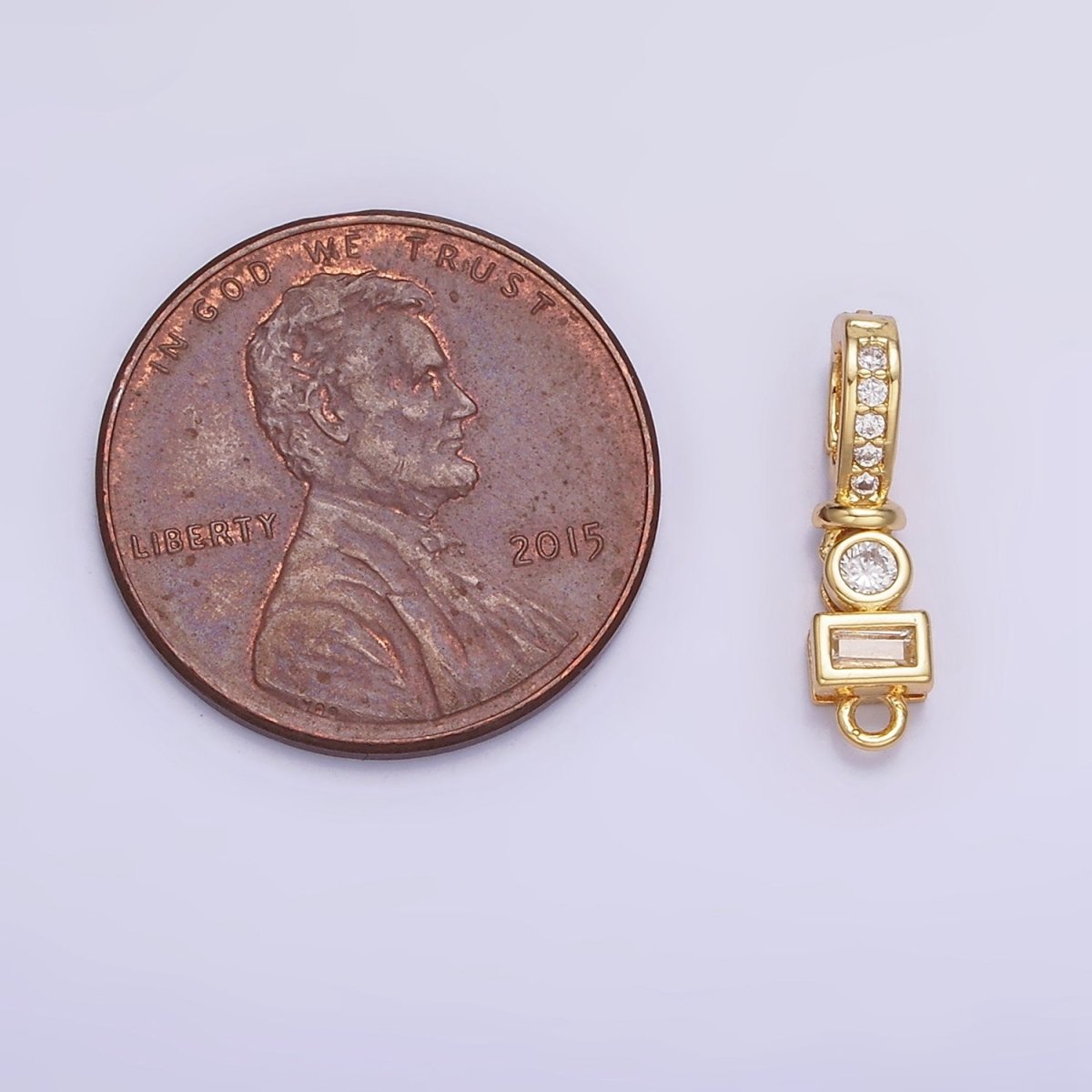 14K Gold Filled CZ Round Baguette Micro Paved Bail Findings in Gold & Silver | Z720