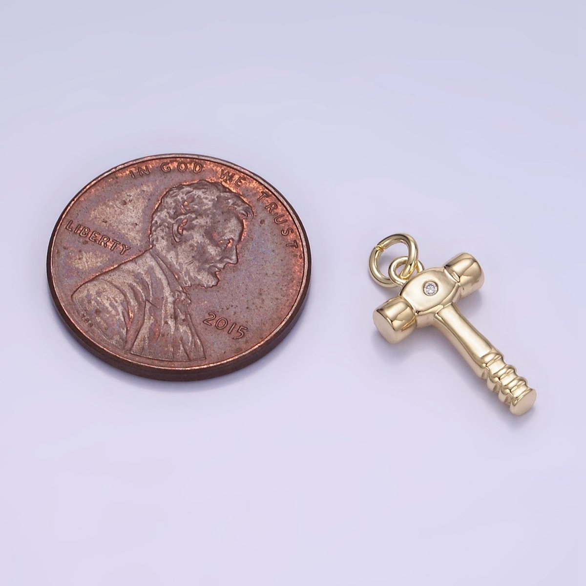 14K Gold Filled CZ Sledge Hammer Construction Tool Mini Charm | W560