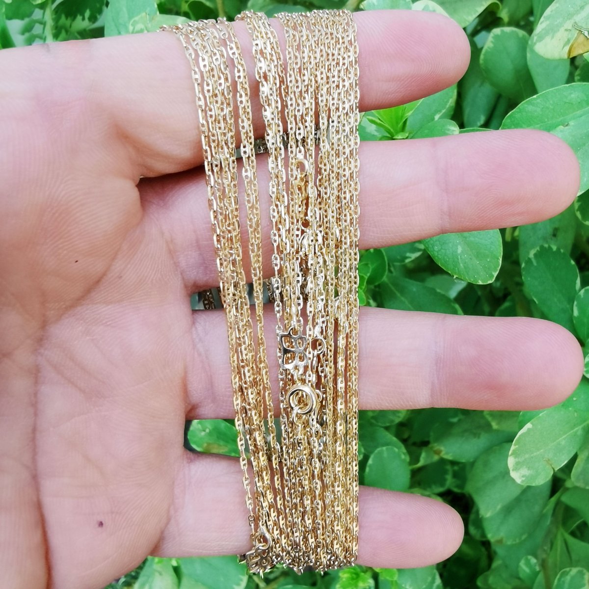 14K Gold Filled Dainty 1mm Anchor Chain Link Layering 18 Inch Necklace | WA-214