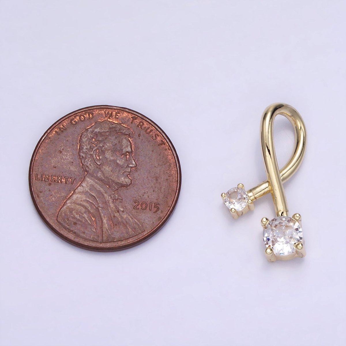 14K Gold Filled Double CZ Twirl Band Charm | AA1202