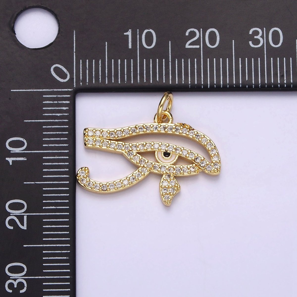 14K Gold Filled Egyptian Evil Eye Micro Paved CZ Charm | AC1414