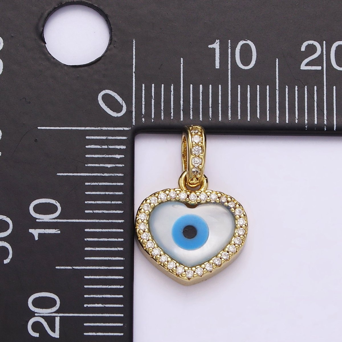 14K Gold Filled Evil Eye Heart Micro Paved CZ Bail Pendant | AA549