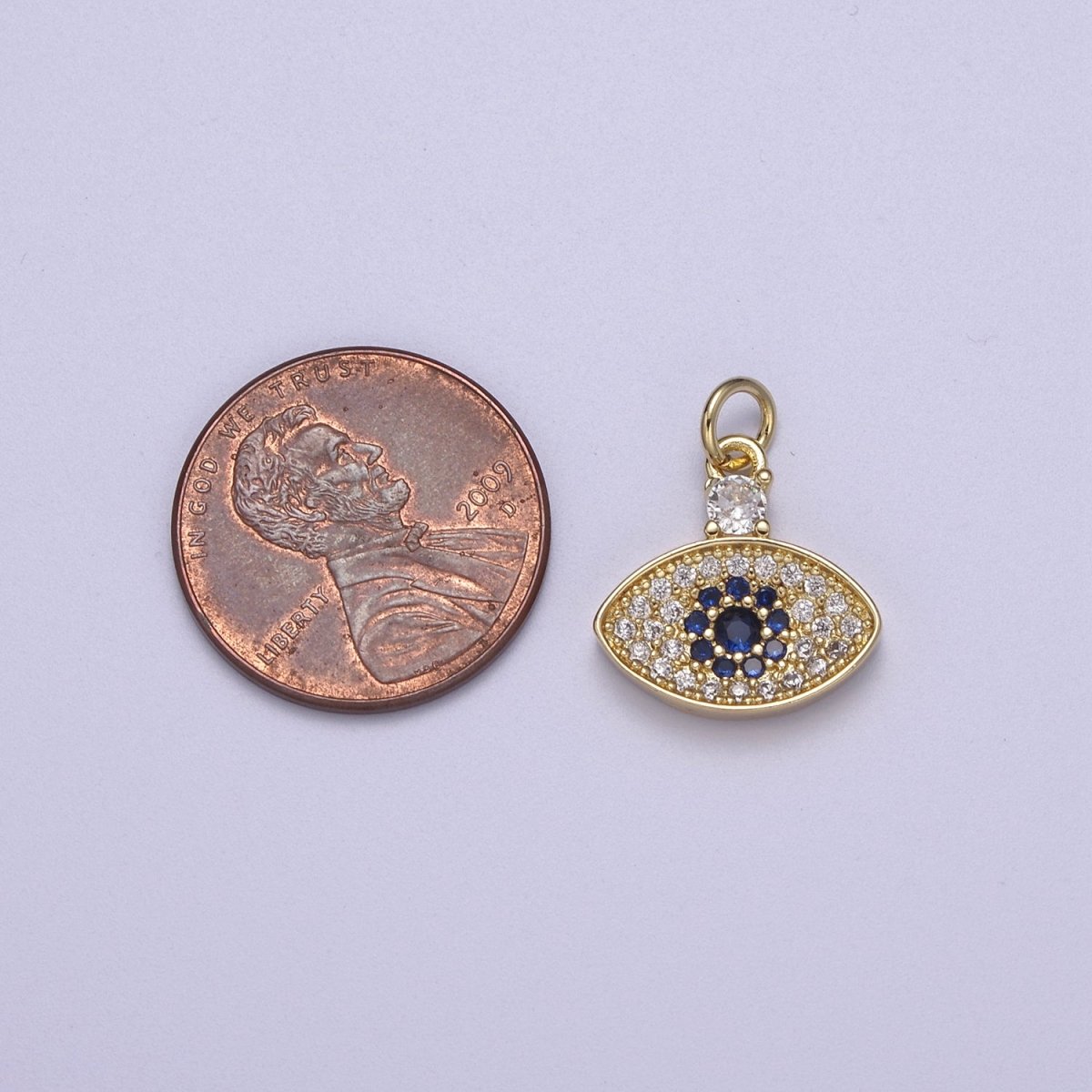 14K Gold Filled Evil Eye Pendant, Dainty Gold Eye Charm Jewelry, Good Luck, Amulet, Protection Pendant N-332