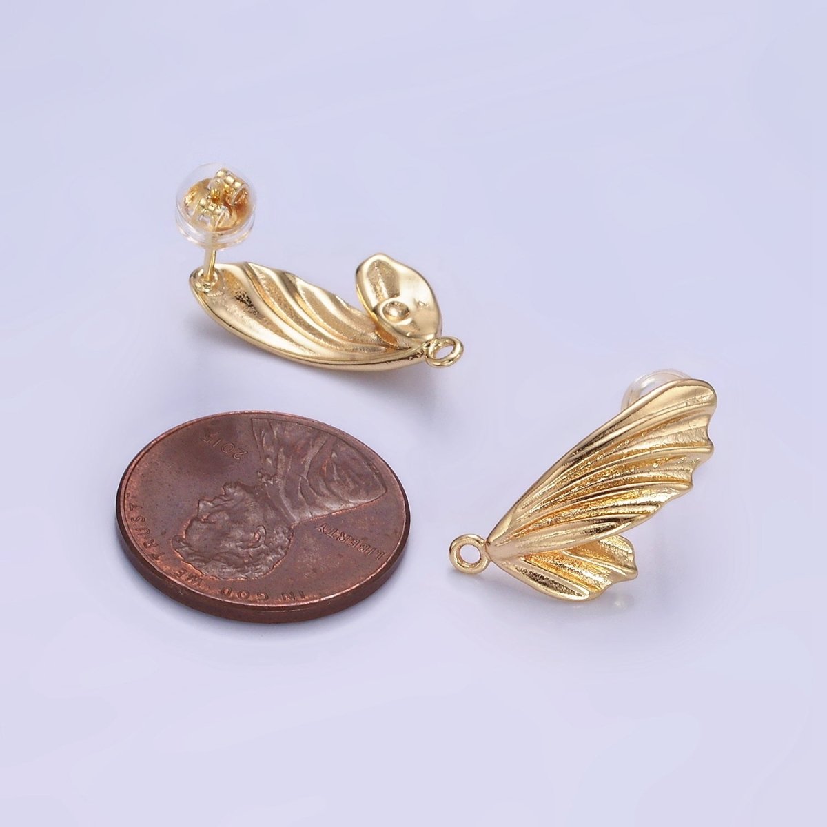 14K Gold Filled Foil Wings Loop Drop Stud Earrings Findings Set | Z706
