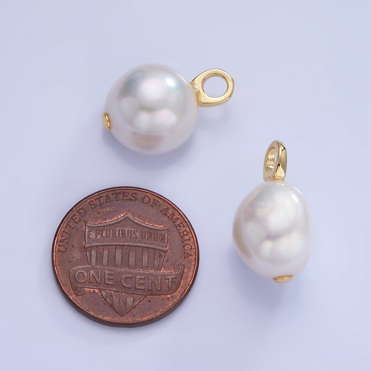 14K Gold Filled Freshwater Pearl Button Drop Pendant | P1715