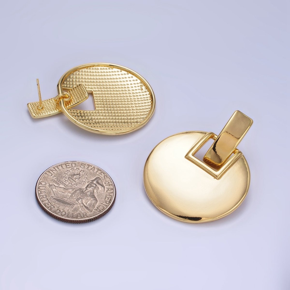 14K Gold Filled Geometric Round Bar Drop Stud Earrings | P462