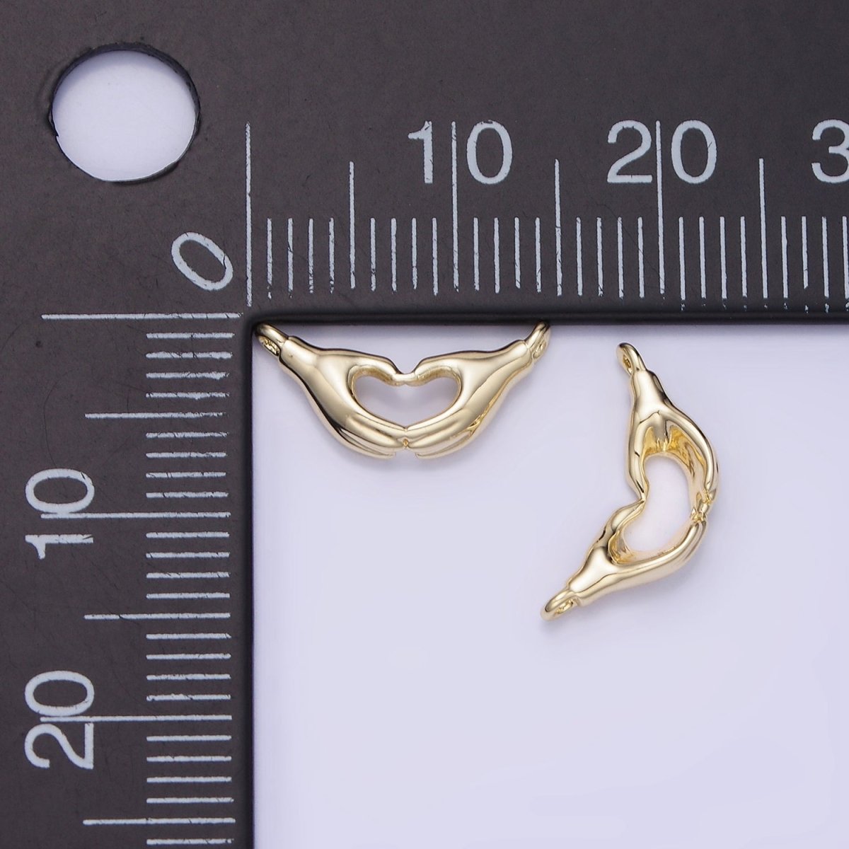 14K Gold Filled Heart Charm Hand Gesture Charm Connector | G273