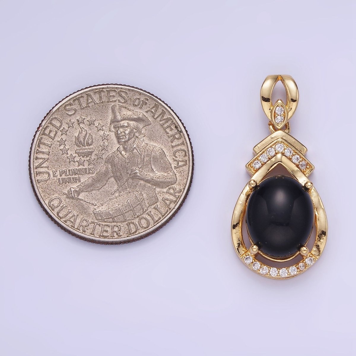 14K Gold Filled Iridescent Teardrop Bezel Micro Paved Pendant | AA1175