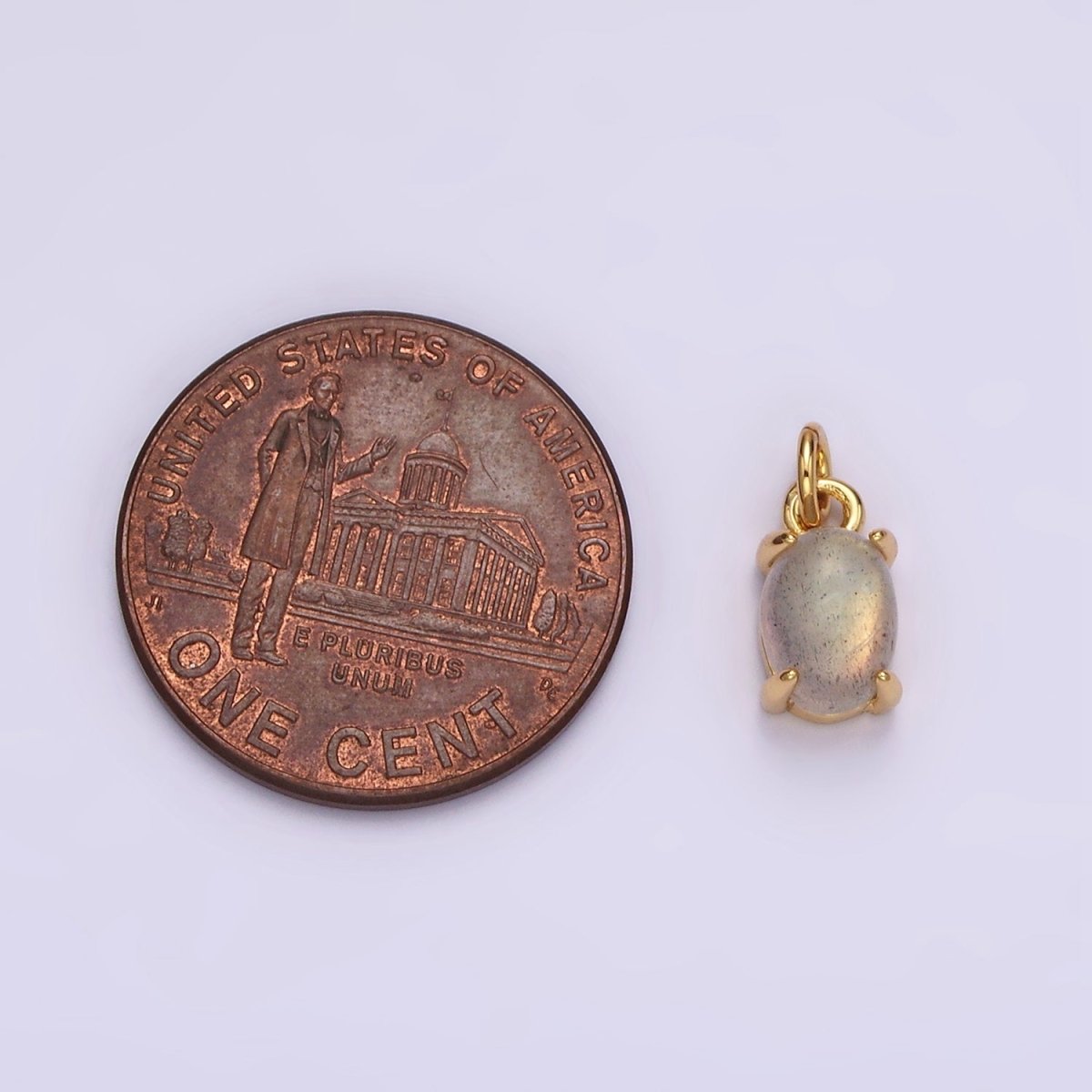 14K Gold Filled Labradorite Gemstone Oval Minimalist Add-On Charm | AC842