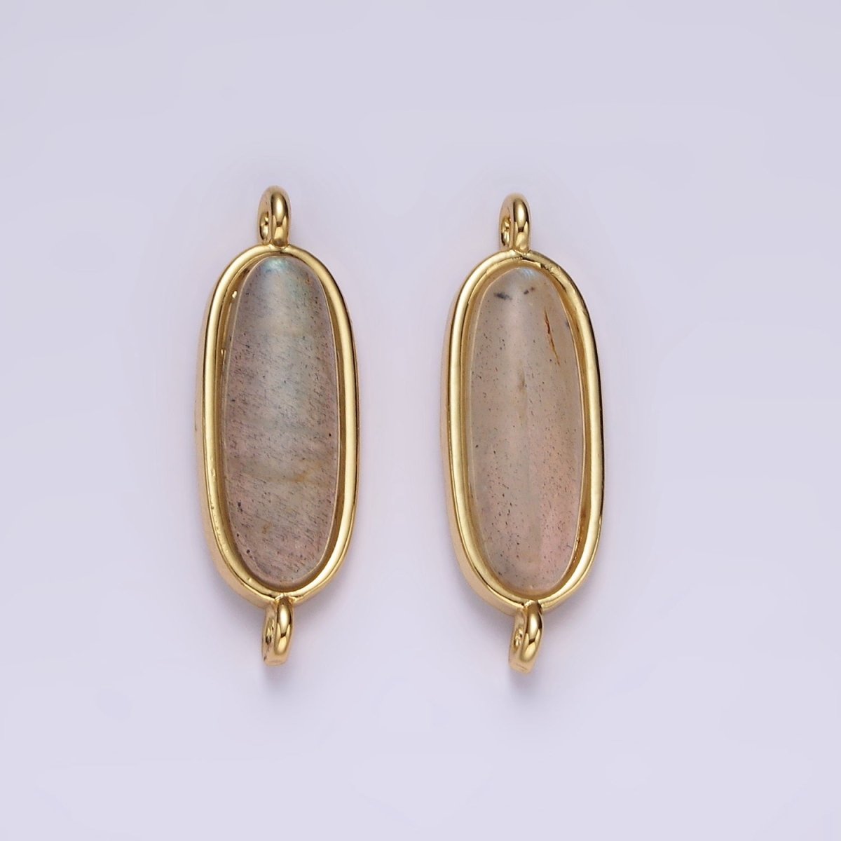 14K Gold Filled Labradorite Oblong Bezel Connector | G-823
