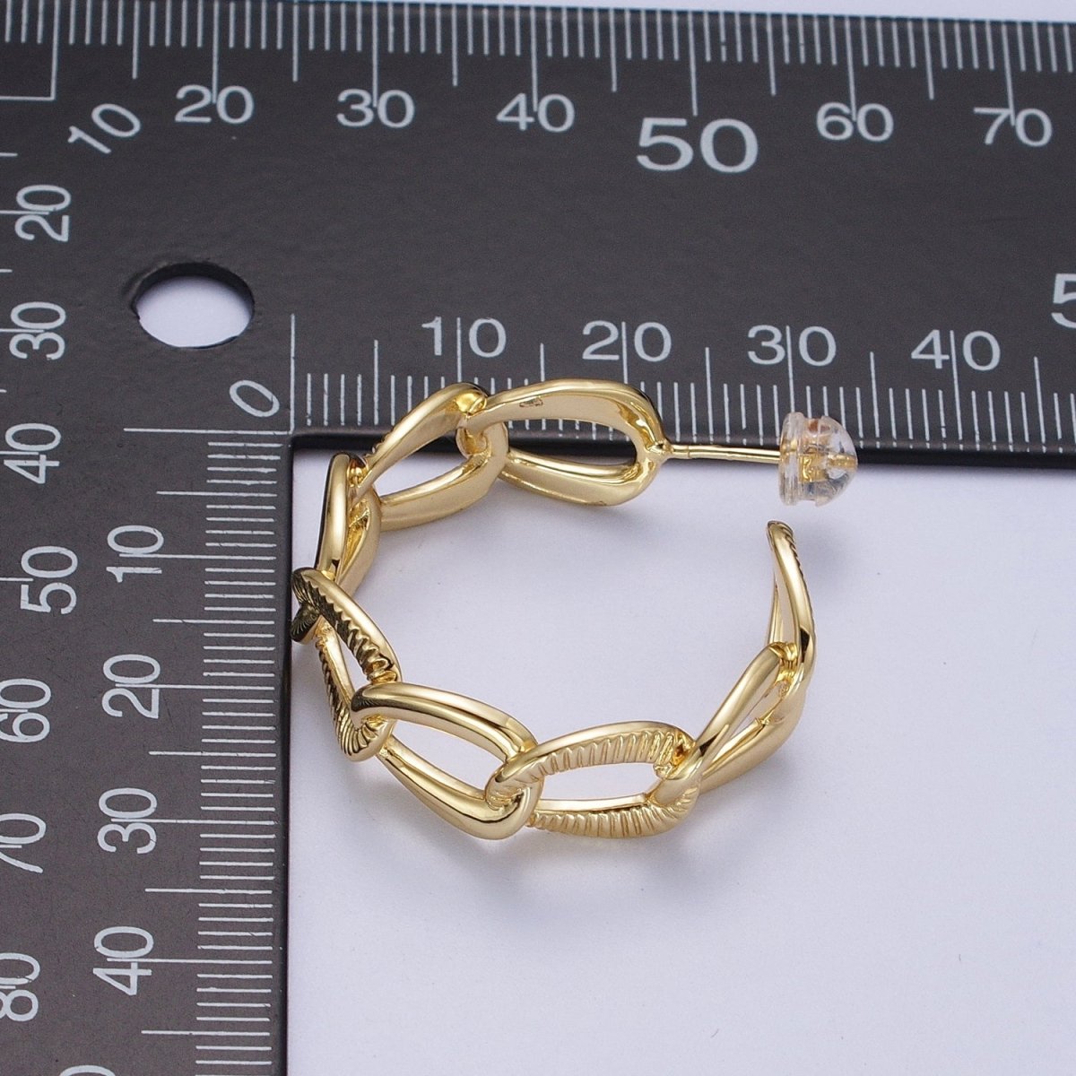 14k Gold Filled Link Chain Hoop Earring 30mm Hoops Earrings Silver Earring | AE1099 AE1100