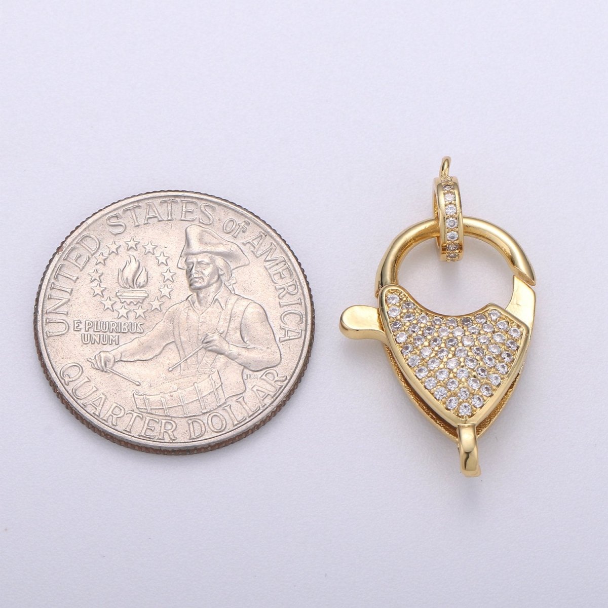 14k Gold Filled Lobster Clasp, CZ Clear Micro Pave Lobster End Clasp, Cubic Clasp Enhancer, DIY, Jewelry Making Supply 31X18mm K-909
