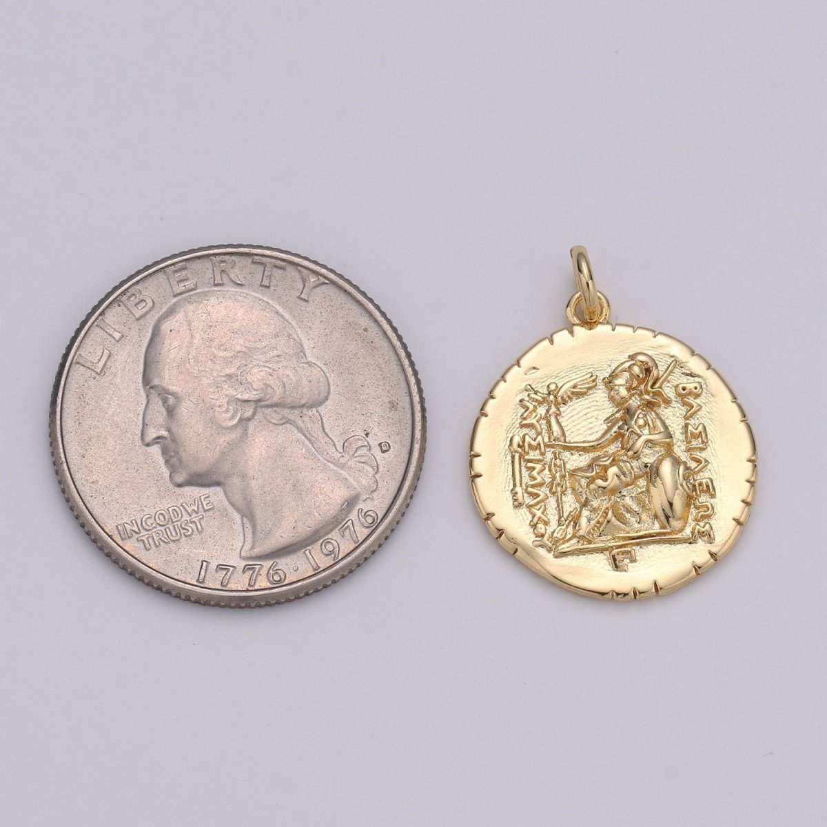 14k Gold Filled Macedonia Ancient Coin Pendant, Greek Warrior Alexander Coin Pendant, Warrior Coin Pendant, Hercules coin Pendant, D-204