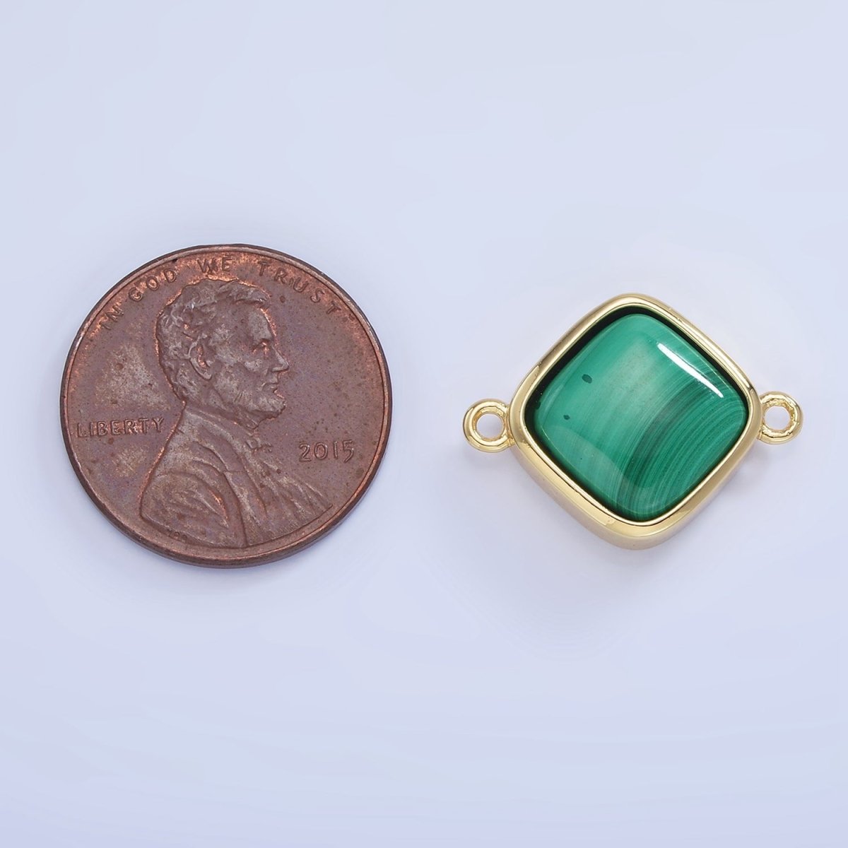 14K Gold Filled Malachite Rhombus Bezel Connector | G334