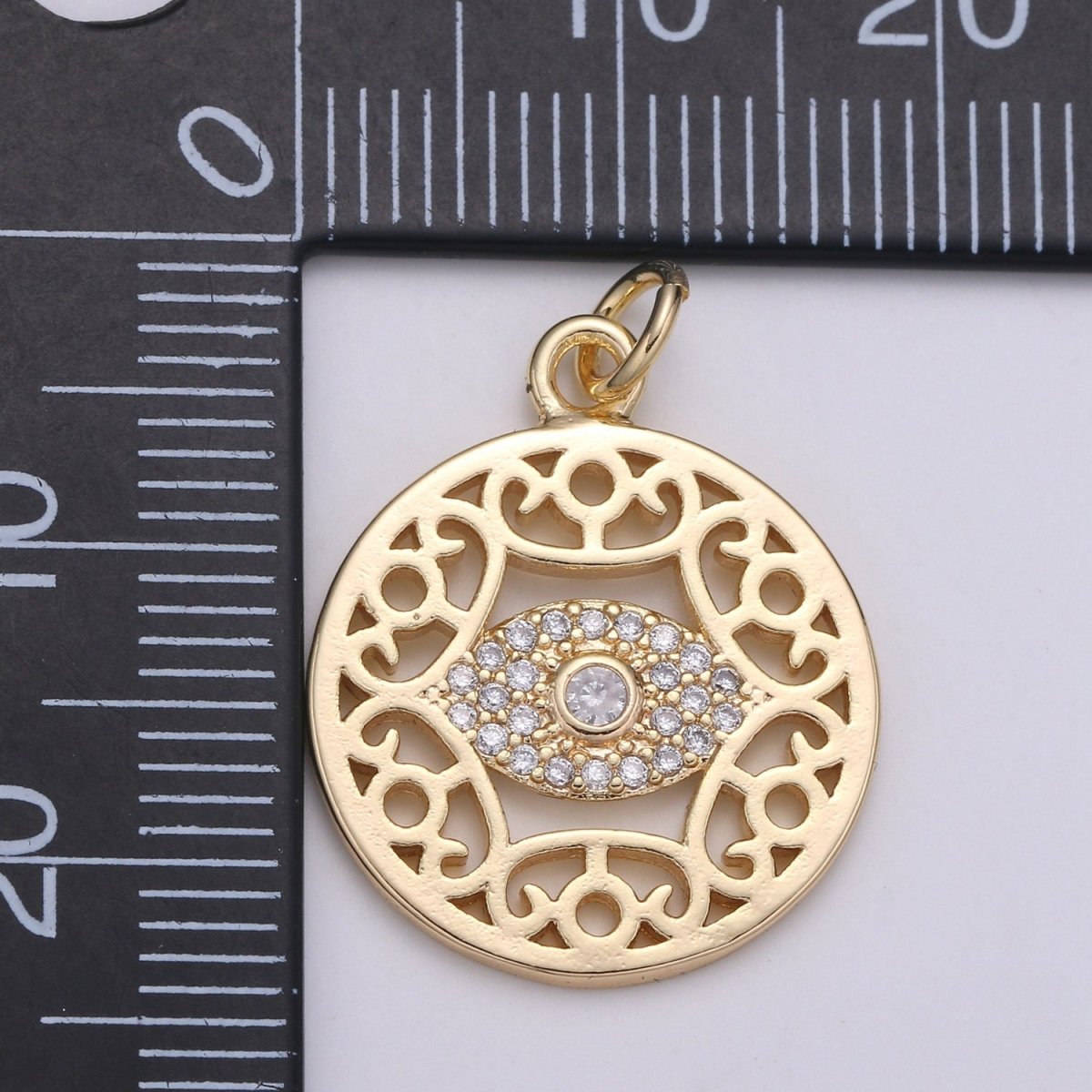 14k Gold Filled Mandala Pendant, Gold Medallion, Boho Pendant, Gold Evil EyE Charms for Earring Bracelet Necklace Jewelry Making Supply,E-095