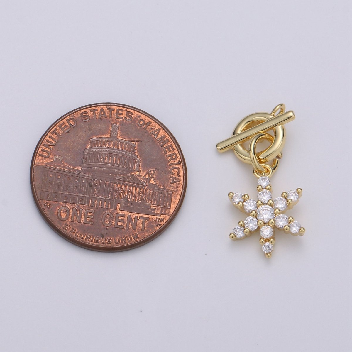 14k Gold Filled Micro Pave CZ Clear Snow Flake Pendant Charm, Micro Pave CZ Flower Pendant Charm, Gold Filled Pendant, For DIY Jewelry D-621