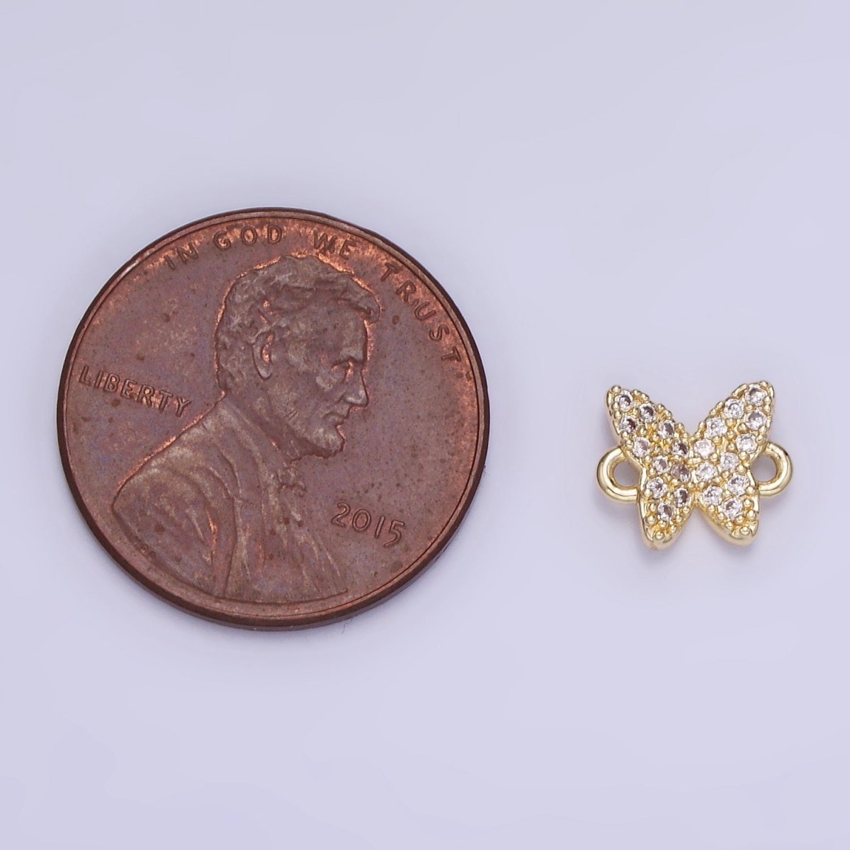 14K Gold Filled Micro Paved CZ 7mm Butterfly Insect Connector | G293