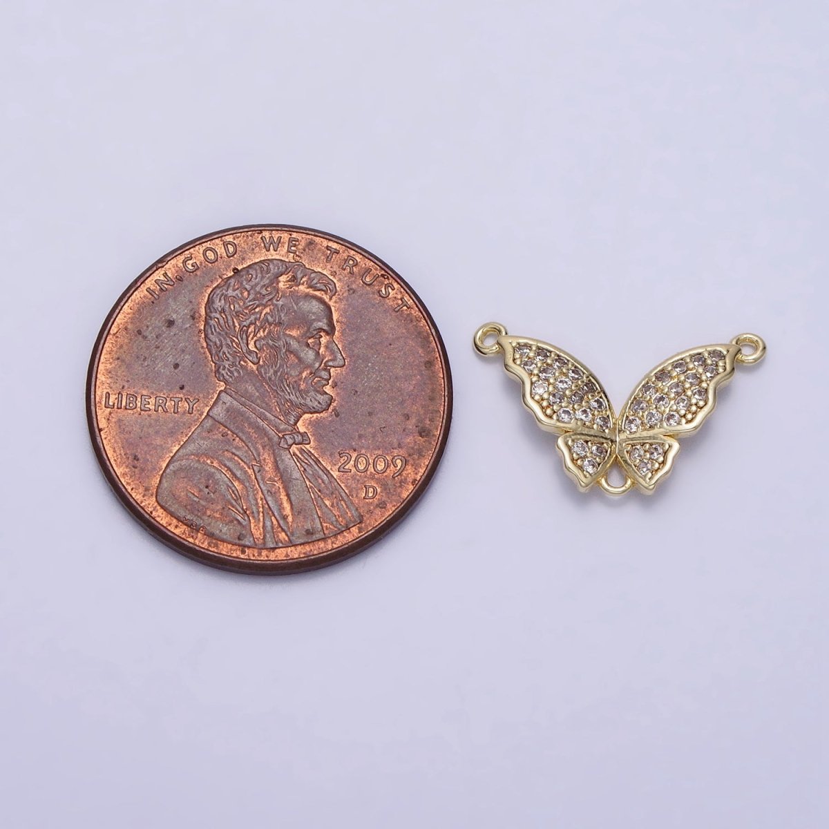14K Gold Filled Micro Paved CZ Butterfly Triple Loop Connector | Y-880