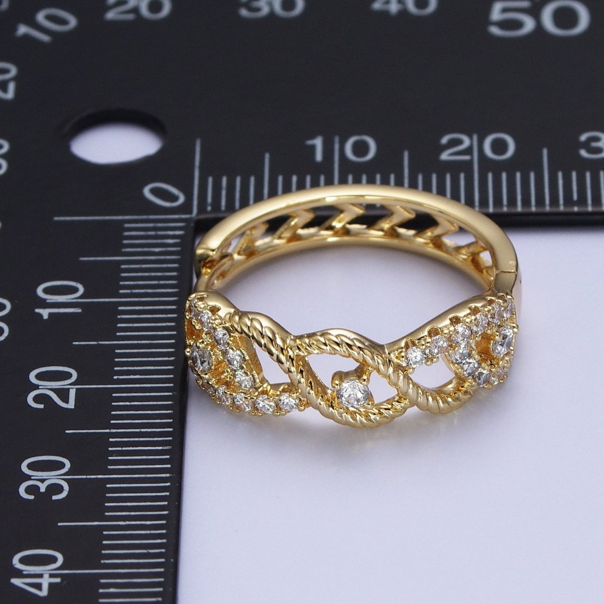 14K Gold Filled Micro Paved CZ Curb Twisted Rope Huggie Hoop Earrings | AD-012