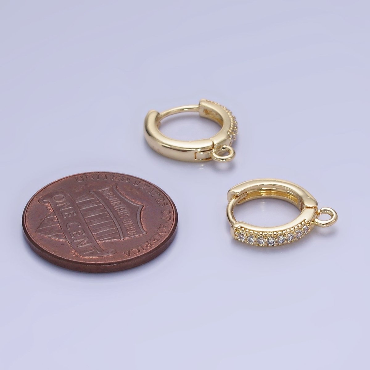 14K Gold Filled Micro Paved CZ Huggie Earring Findings | Z755