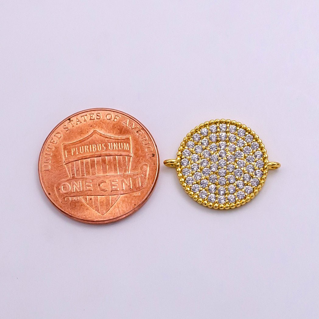 14K Gold Filled Micro Paved CZ Round Connector | G338